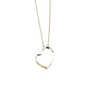 Lovely 14K White Gold Diamond Heart‎ Necklace